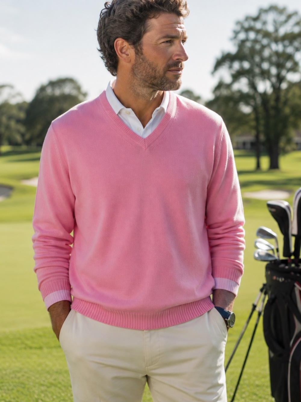 Vtg 90s Titleist by Corbin Men’s Pink Cotton Sweater L Old Money Golf Preppy